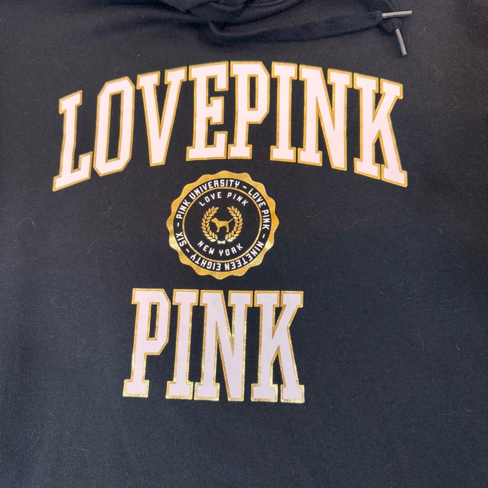 PINK Victoria's Secret Black Hoodie Size Small - Picture 2 of 3
